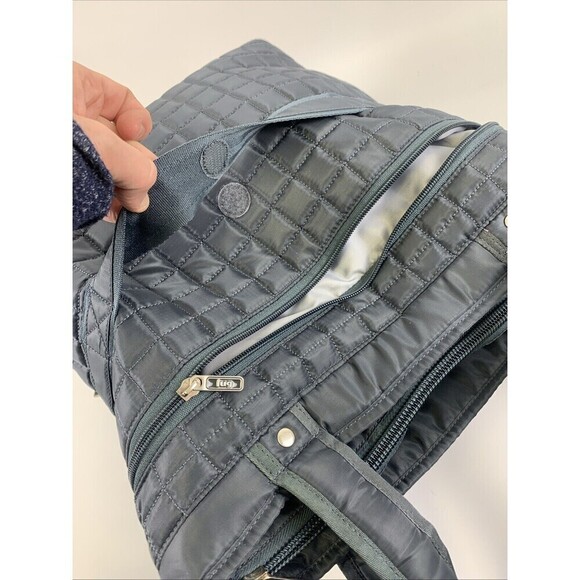 Lug Taxicab Tote Bag Gray Quilted Purse Zip Travel Pockets Large Purse Bag - Picture 7 of 16